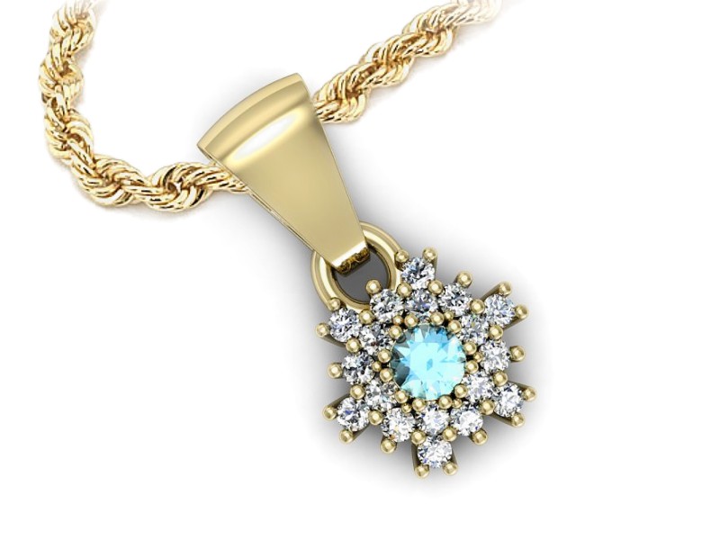 Wisiorek z topazem i brylantami żółte złoto 585 - w16228ztp — zdjęcie 3