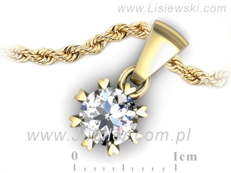 Złoty Wisiorek zawieszka z brylantem żółte złoto - w16307z — zdjęcie 3