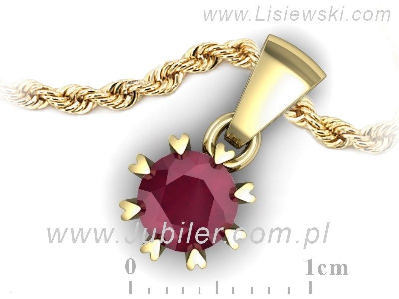 Rubinowe serce w złotej zawieszce - klasa i styl - w16307zr — zdjęcie 3