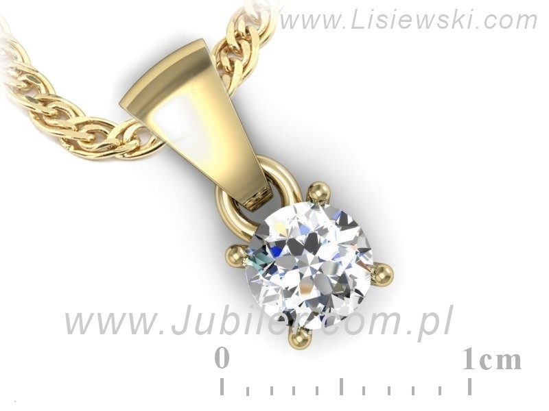 Złota zawieszka Wisiorek z brylantem żółte złoto - w16312z — zdjęcie 3