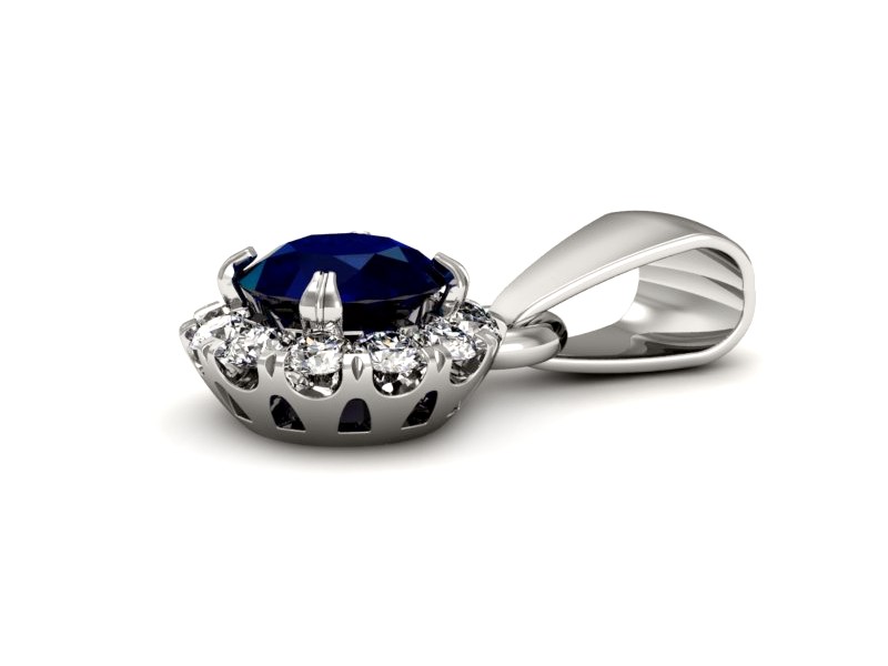 Zawieszka z szafirem i brylantami białe złoto - w16316bsz — zdjęcie 2