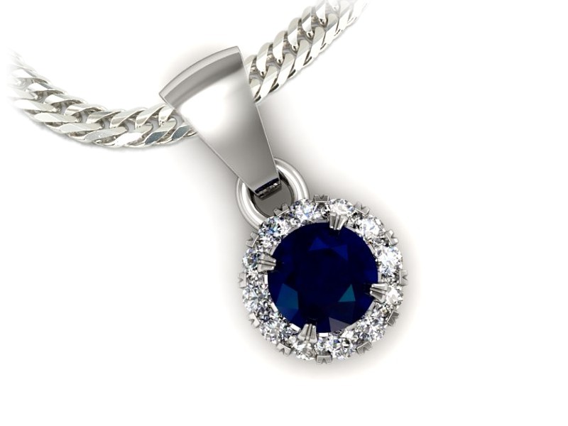 Zawieszka z szafirem i brylantami białe złoto - w16316bsz — zdjęcie 3