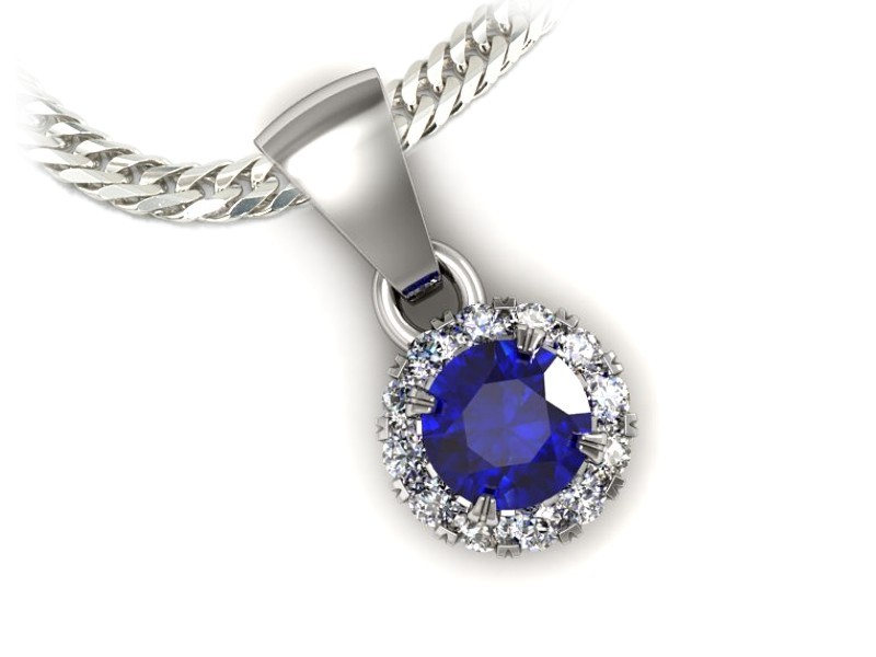 Zawieszka z szafirem i brylantami białe złoto - w16316bszc — zdjęcie 3