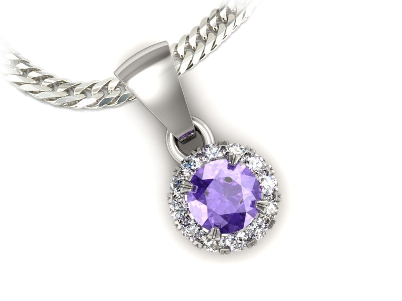 Wisiorek z tanzanitem i brylantami białe złoto - w16316bt — zdjęcie 3