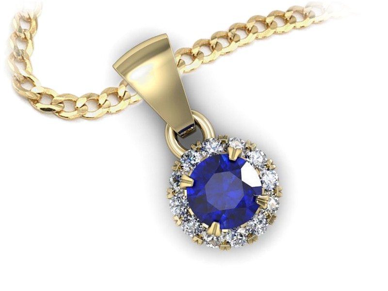 Wisiorek z szafirem i brylantami żółte złoto - w16316zszc — zdjęcie 3