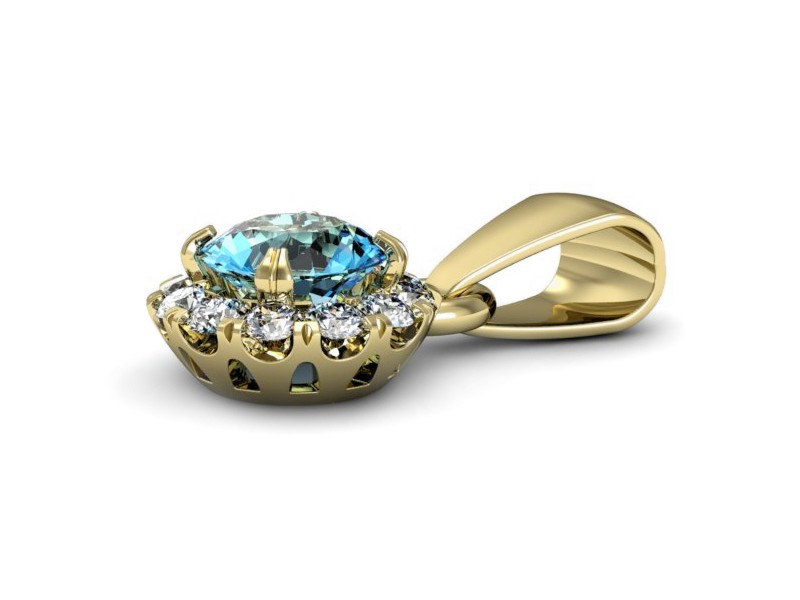 Wisiorek z topazem i brylantami żółte złoto 585 - w16316ztp — zdjęcie 2