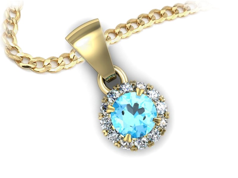 Wisiorek z topazem i brylantami żółte złoto 585 - w16316ztp — zdjęcie 3