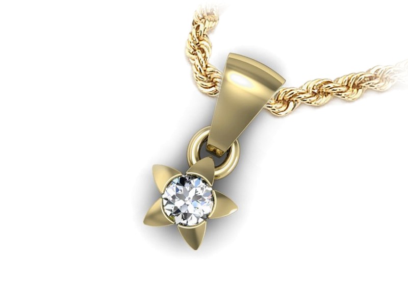 Złota zawieszka Wisiorek z brylantem żółte złoto - w16361z — zdjęcie 3
