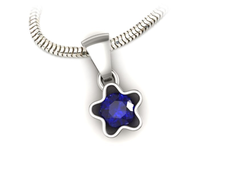 Zawieszka z szafirem w białym złocie nowoczesny kwiat - w16386bszc — zdjęcie 3