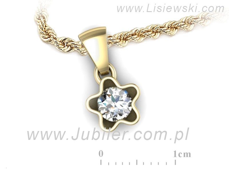 Złota zawieszka Wisiorek z brylantem żółte złoto - w16386z — zdjęcie 3