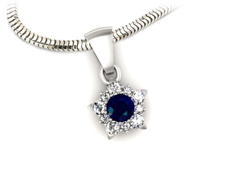 Zawieszka z szafirem i brylantami białe złoto - w16407bsz — zdjęcie 3