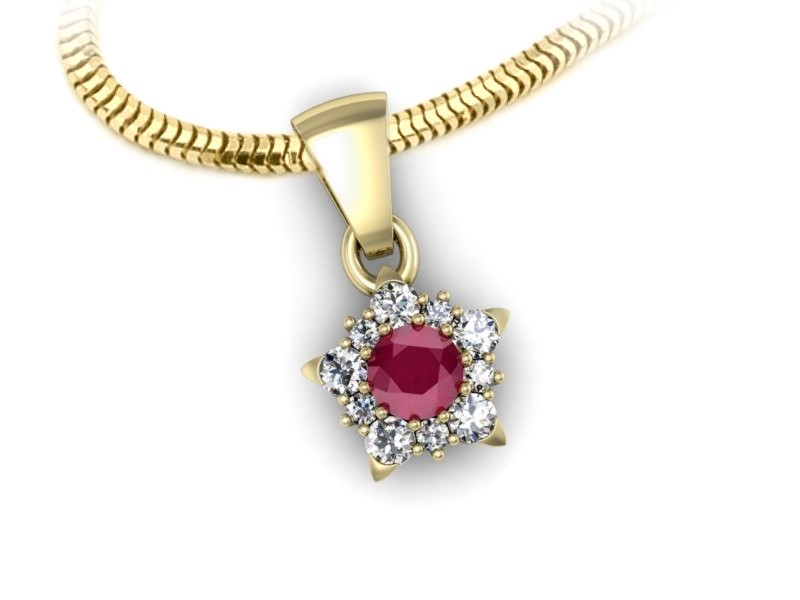 Zawieszka z rubinem i brylantami żółte złoto 585 - w16407zr — zdjęcie 3