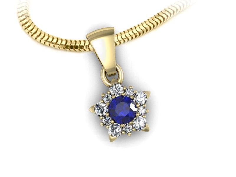 Wisiorek z szafirem i brylantami żółte złoto - w16407zszc — zdjęcie 3