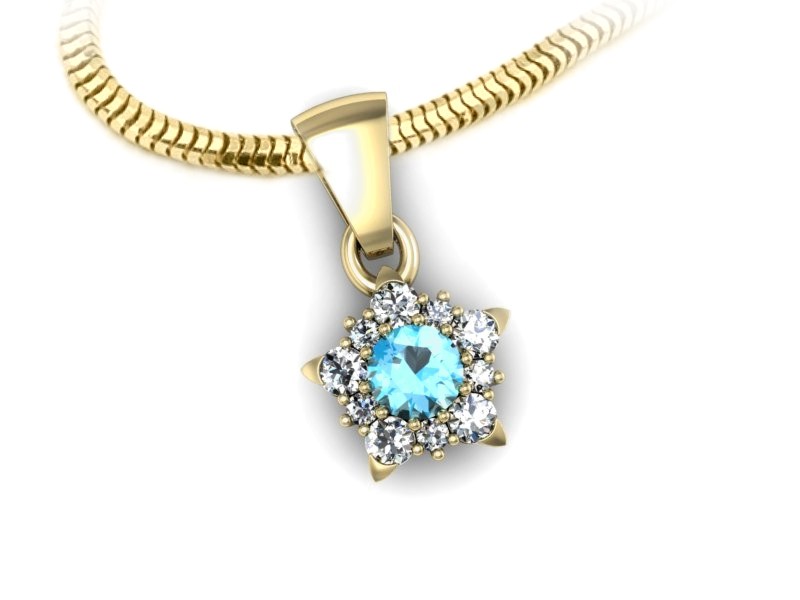 Wisiorek z topazem i brylantami żółte złoto 585 - w16407ztp — zdjęcie 3