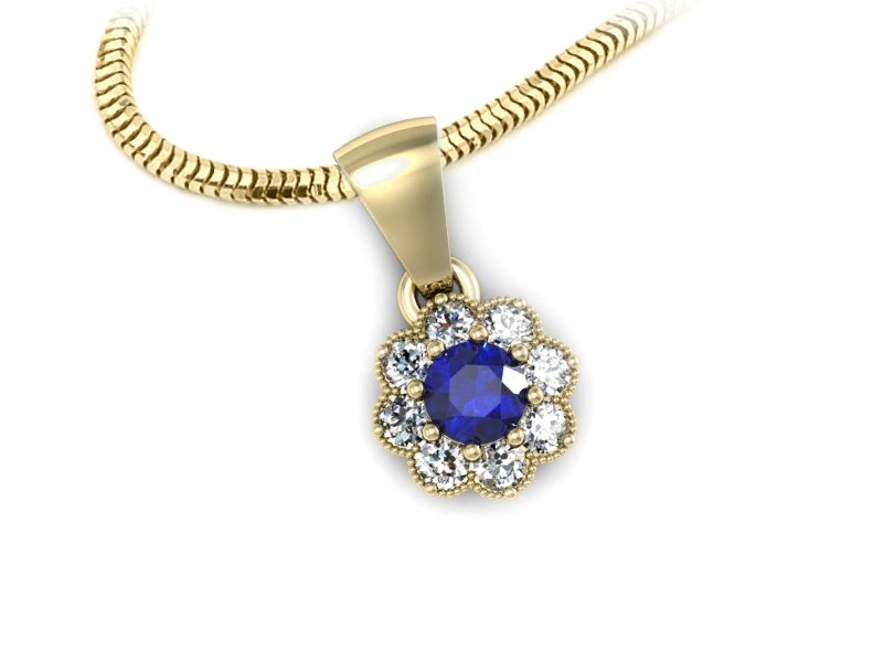 Wisiorek z szafirem i brylantami żółte złoto - w16478zszc — zdjęcie 3