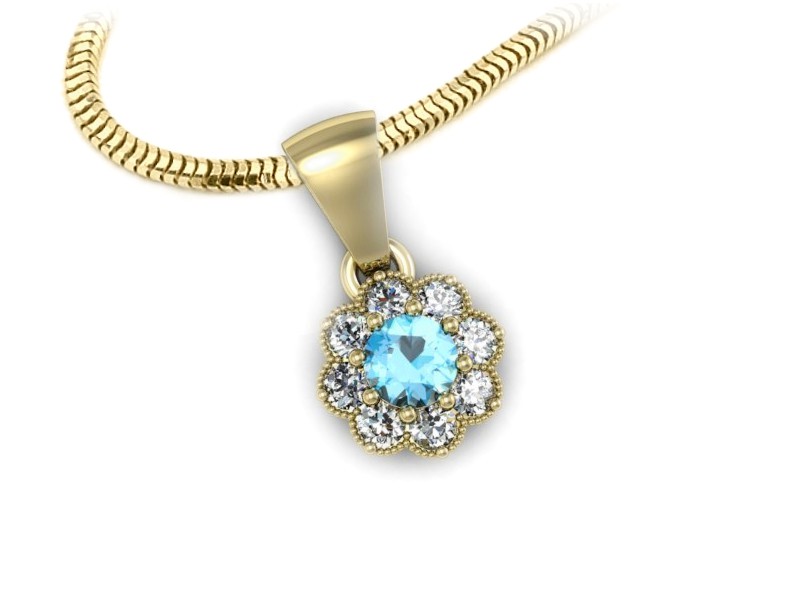 Wisiorek z topazem i brylantami żółte złoto 585 - w16478ztp — zdjęcie 3