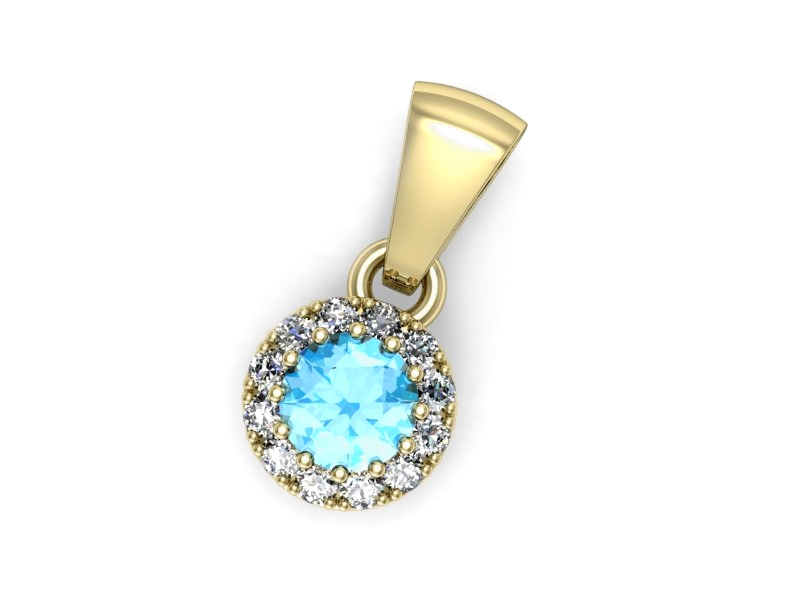 Wisiorek z topazem i brylantami żółte złoto 585 - w16598ztp — zdjęcie 3