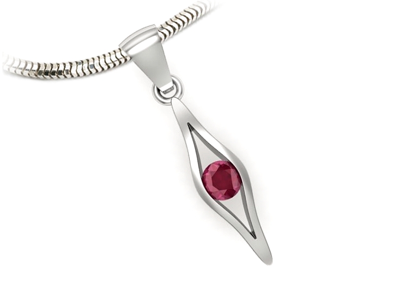 Ekskluzywny wisiorek z rubinem w białym złocie 585 - w16633br — zdjęcie 3