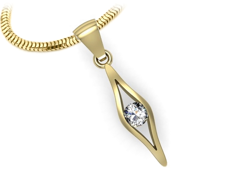 Złoty Wisiorek zawieszka z brylantem żółte złoto - w16633z — zdjęcie 3