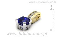 Wisiorek z żółtego i białego złota z szafirem i brylantami - w16779zbszc- 2