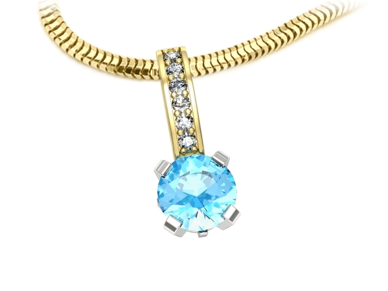Złoty Wisiorek z topazem i brylantami złoto 585 - w16779zbtp — zdjęcie 3
