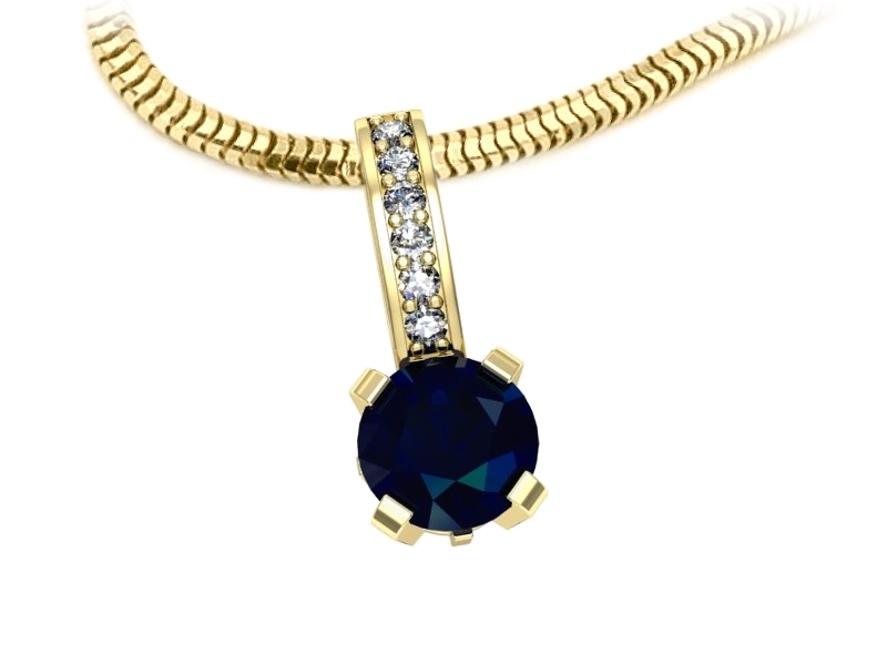 Zawieszka z szafirem i brylantami żółte złoto - w16779zsz — zdjęcie 3