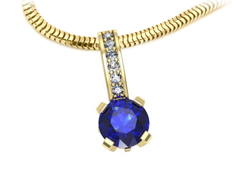 Wisiorek z szafirem i brylantami żółte złoto - w16779zszc — zdjęcie 3