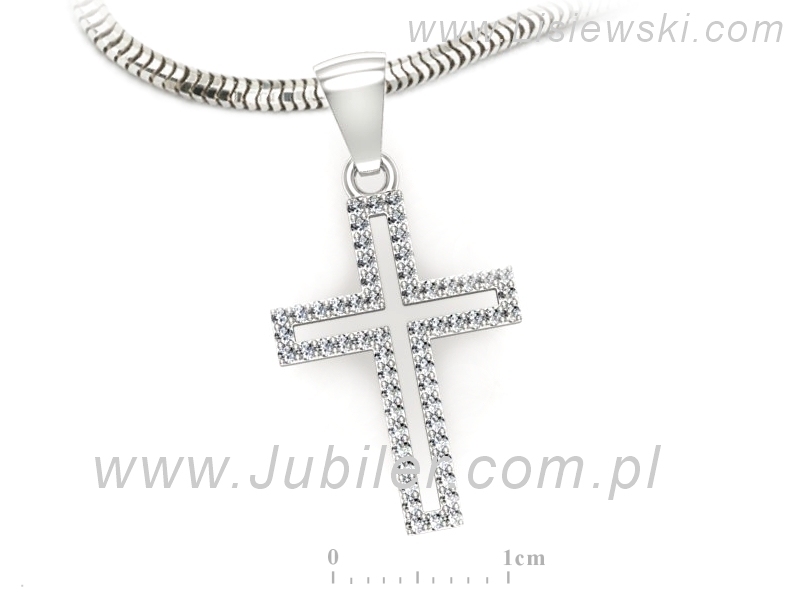 Złoty krzyżyk z brylantami białe złoto próba 585 - w20000b — zdjęcie 3