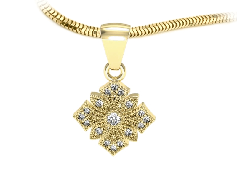 Złota zawieszka Wisiorek z brylantami żółte złoto - w20003z