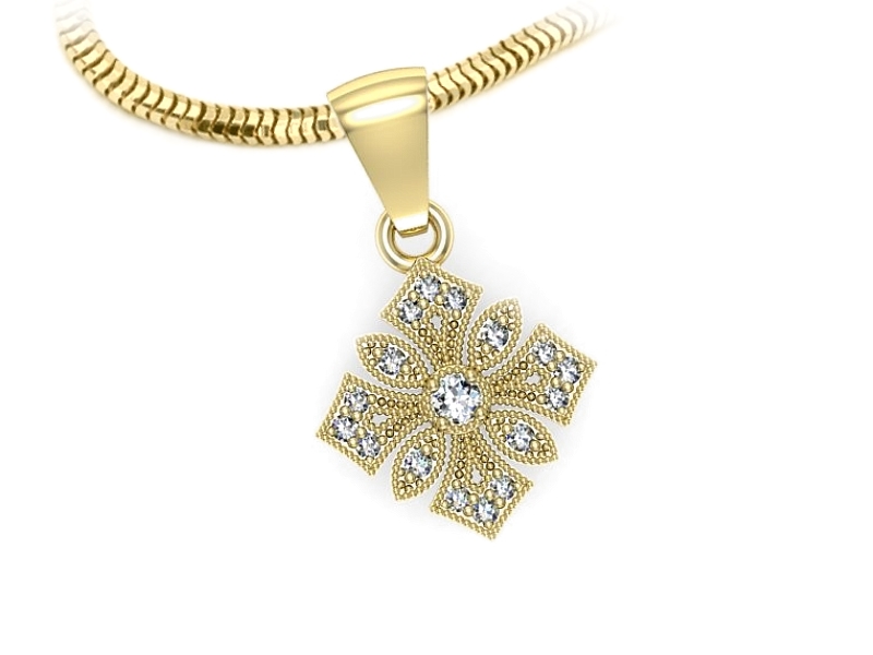 Złota zawieszka Wisiorek z brylantami żółte złoto - w20003z — zdjęcie 3