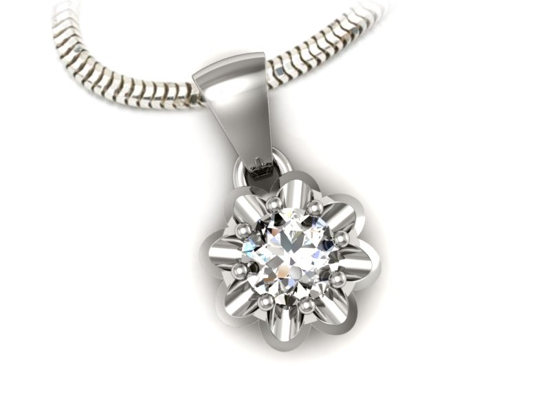 Złota zawieszka Wisiorek z brylantem białe złoto - w20030b — zdjęcie 3