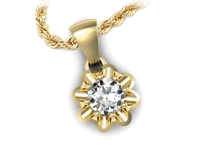 Złota zawieszka Wisiorek z brylantem żółte złoto - w20030z — zdjęcie 3