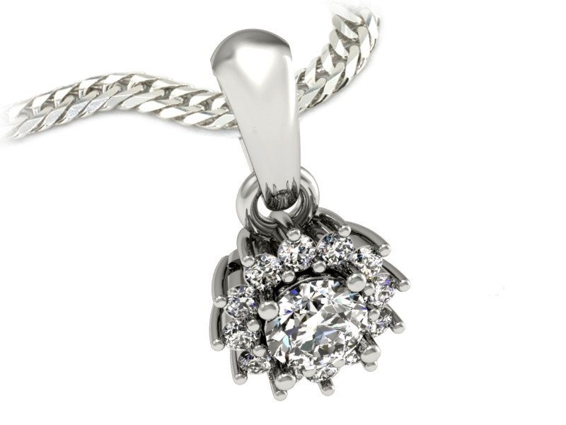 Złota zawieszka Wisiorek z brylantem białe złoto - w20052b — zdjęcie 3