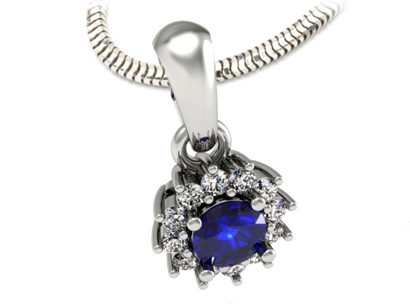 Zawieszka z szafirem i brylantami białe złoto - w20052bszc — zdjęcie 3
