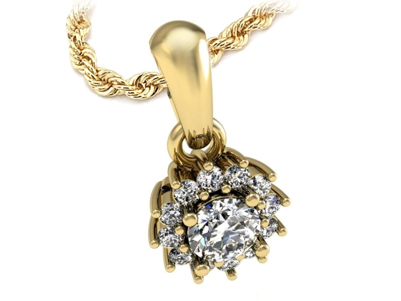 Złota zawieszka Wisiorek z brylantem żółte złoto - w20052z — zdjęcie 3