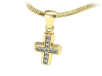Złoty Krzyżyk z brylantami żółte złoto próba 585 - w2007z - 1
