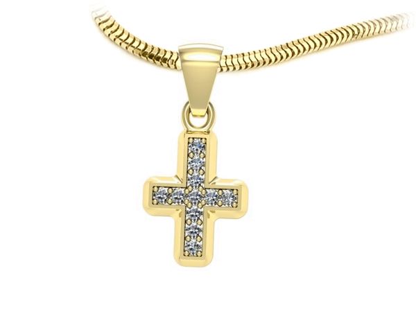 Złoty Krzyżyk z brylantami żółte złoto próba 585 - w2007z