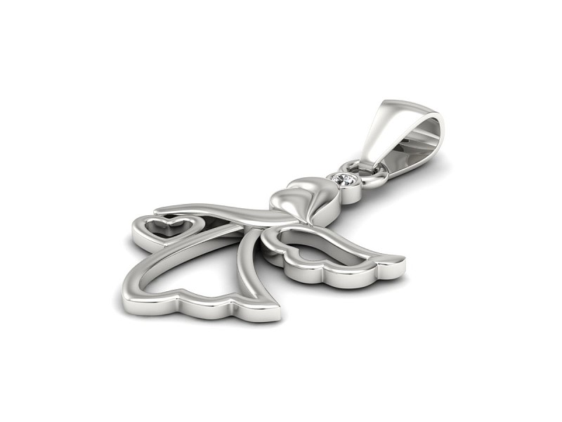 Złota zawieszka z brylantem białe złoto próba 585 - w2018b — zdjęcie 3