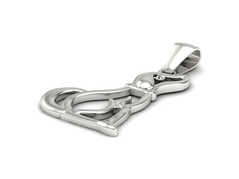 Złota zawieszka z brylantem białe złoto próba 585 - w2019b — zdjęcie 3