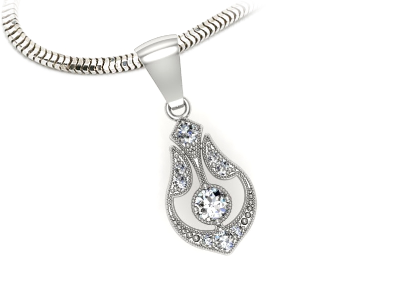 Złota zawieszka Wisiorek z brylantami białe złoto - w3007b — zdjęcie 3