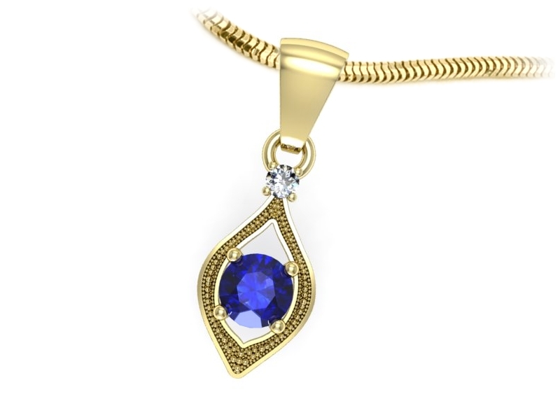 Zawieszka z szafiremi brylantem żółte złoto - w3009zszc — zdjęcie 3