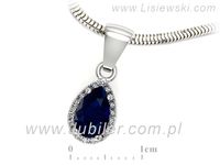 Złota zawieszka Wisiorek z szafirem i brylantami białe złoto - w3014bsz- 3