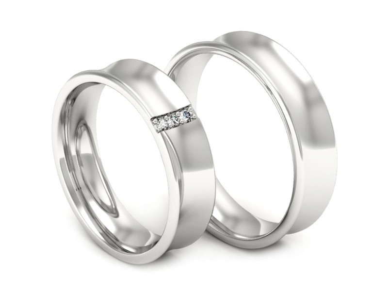 Złote Obrączki z brylantami białe złoto 585 - W55170T25b — zdjęcie 3