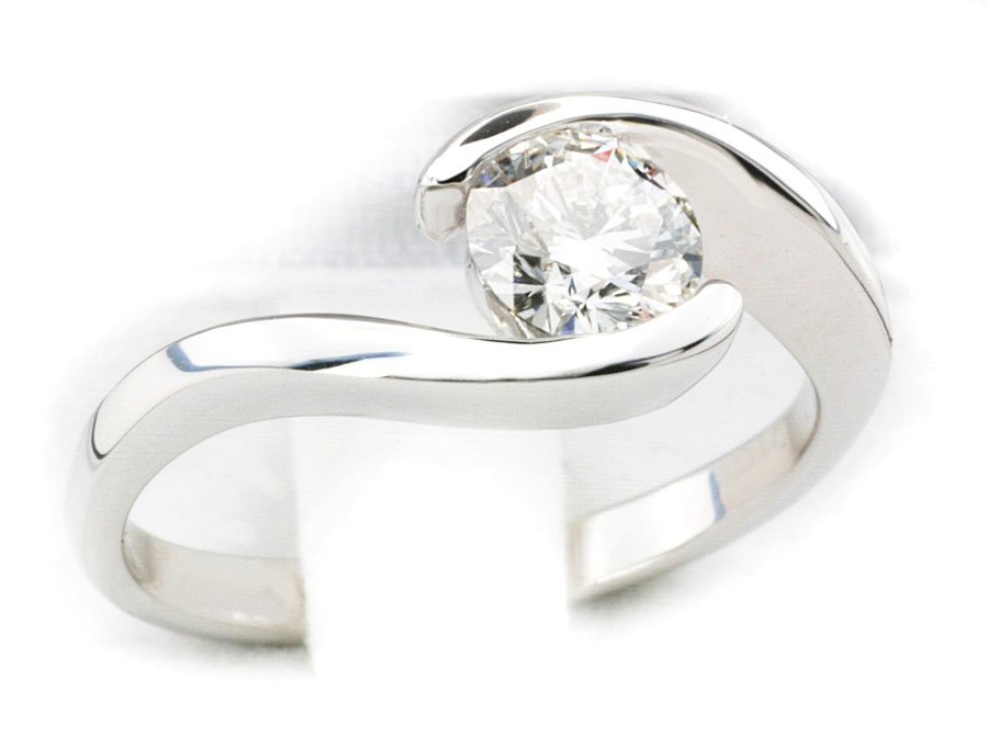 Złoty Pierścionek z brylantem białe złoto - z4a_0_51_SI1_H — zdjęcie 2