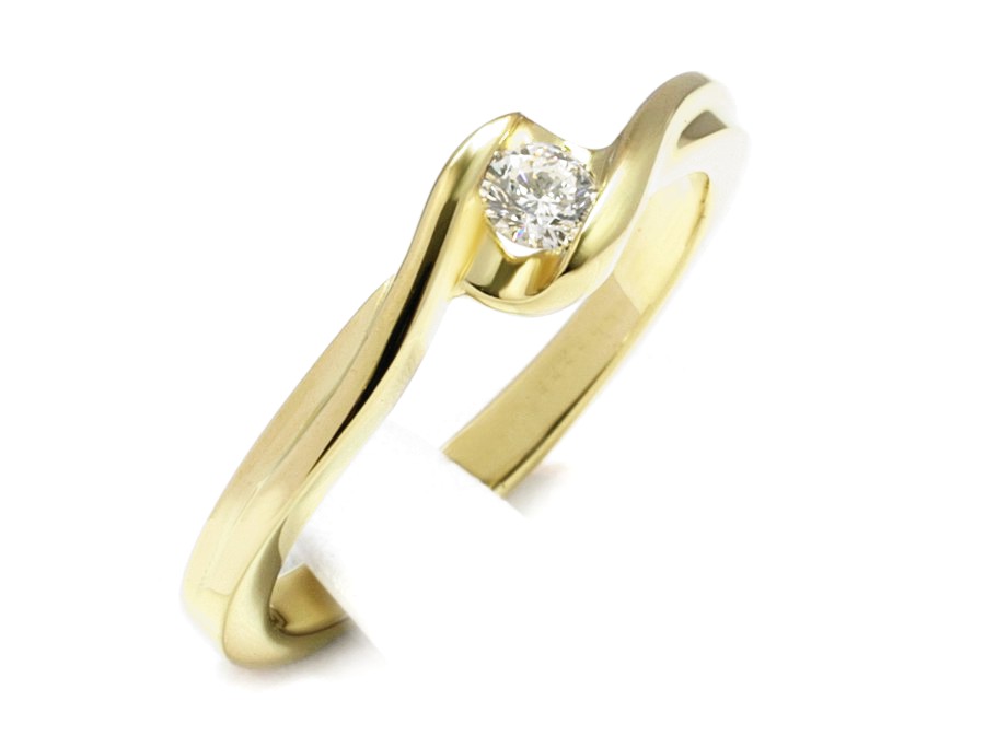 Złoty Pierścionek z brylantem żółte złoto - z530bbr_VS_F — zdjęcie 3