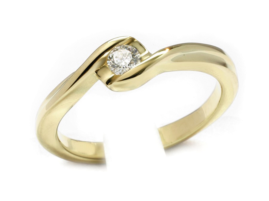 Złoty Pierścionek z brylantem żółte złoto - z530bbr_VS_F