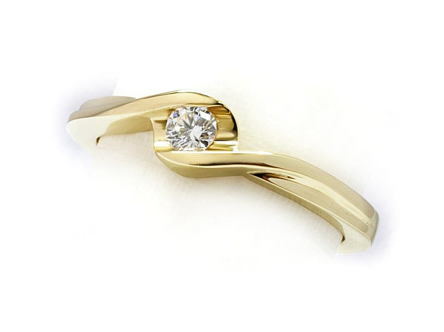 Złoty Pierścionek z brylantem żółte złoto - z530bbr_VS_F — zdjęcie 2