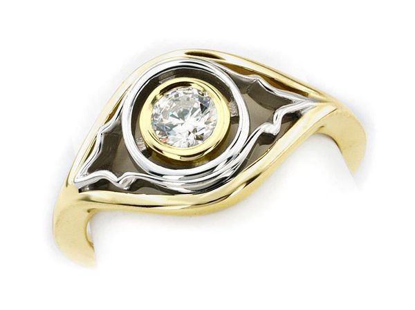 Pierścionek z diamentem żółte i białe złoto proba 585 - z564bbr_SI_H_04