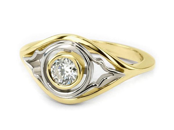 Pierścionek z diamentem żółte i białe złoto - z564bbr_SI_I