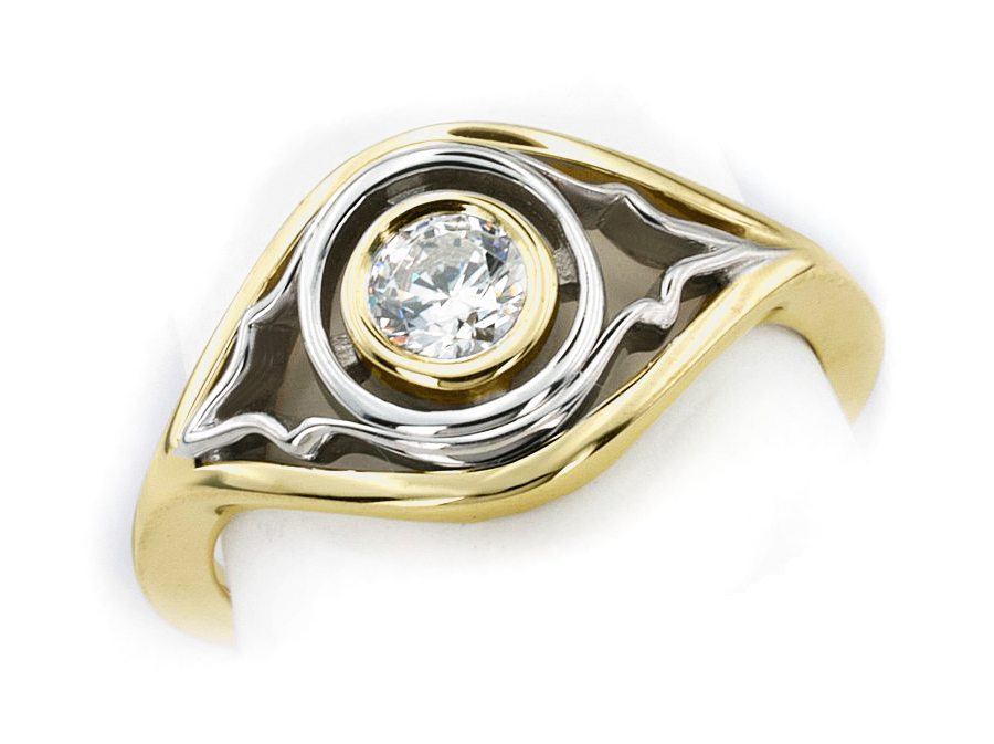 Pierścionek z diamentem żółte i białe złoto - z564bbr_SI_I — zdjęcie 3